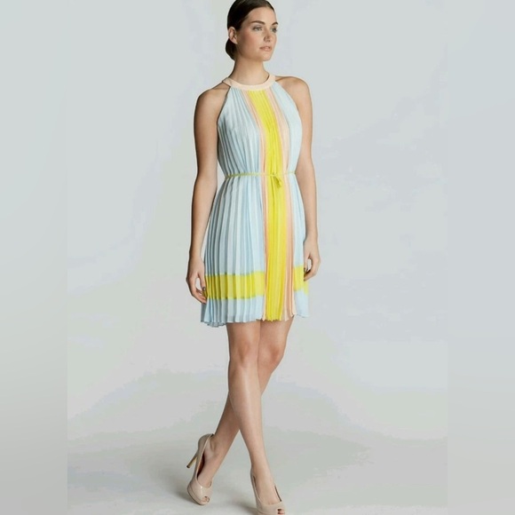 Ted Baker Lellia Colour Block  dress Light Blue Ted Size 2 - Picture 1 of 6